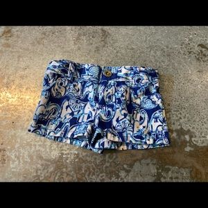 Lilly Pulitzer Girls’ Blue Get Trunky Shorts Size 3